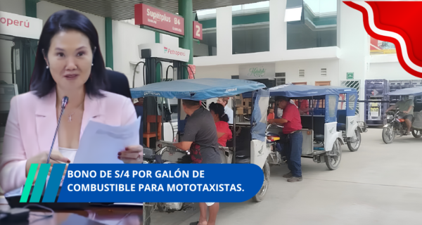 Bono de 4 por galón de combustible para mototaxistas