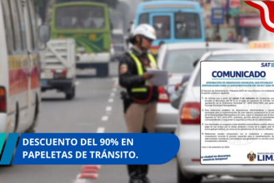 descuento del 90% en papeletas de tránsito