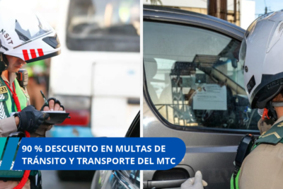 90 % descuento en multas de tránsito y transporte del mtc